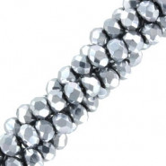 Top Glas Facett Glasschliffperlen 3x2mm rondellen - Silver-pearl shine coating